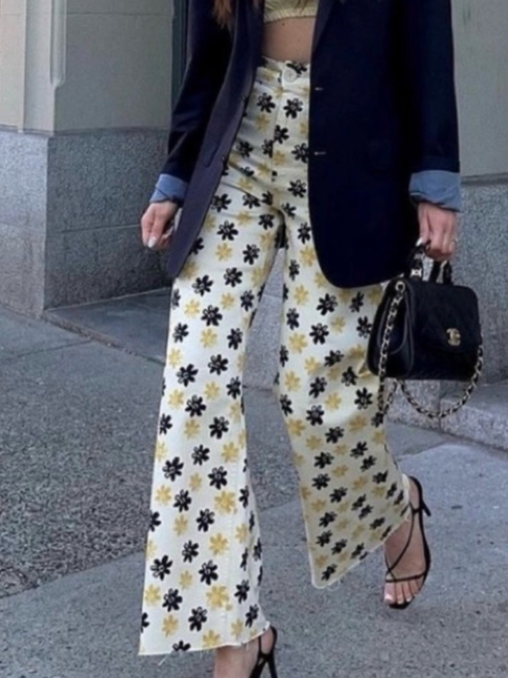 Zara The Marine Straight Daisy Floral Jeans